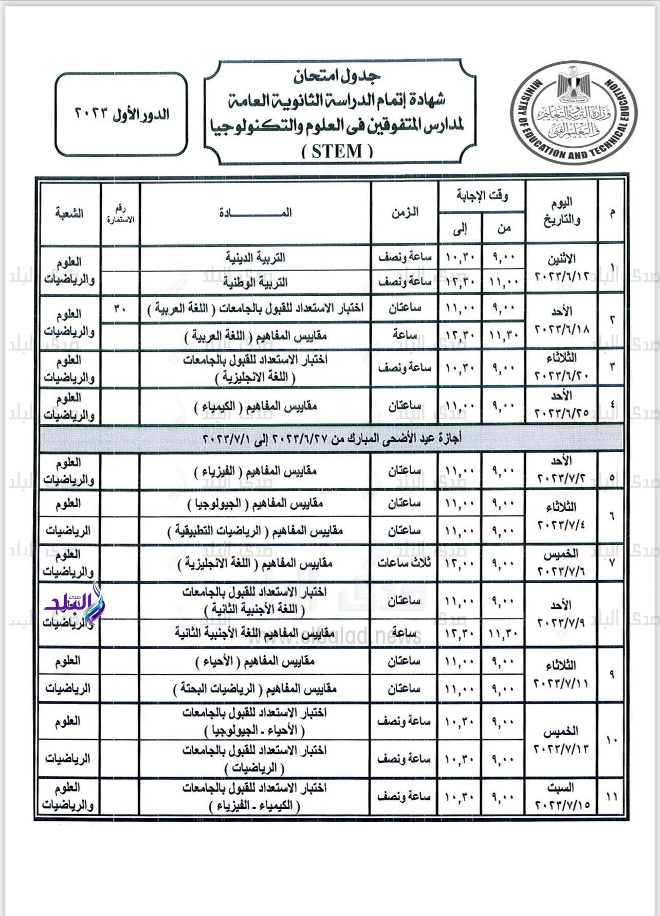 749جدول امتحانات الثانوية العامة 2022 سلطنة عمان