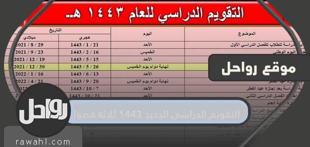 التقويم الأكاديمي الجديد 1443 ثلاثة فصول دراسية 1 التقويم الأكاديمي الجديد 1443 ثلاثة فصول دراسية