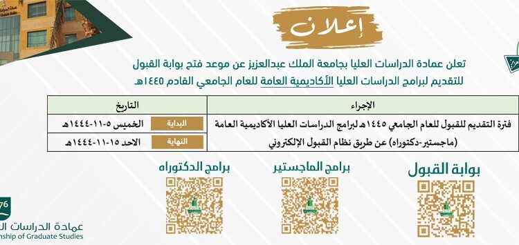 رابط تقديم ماجستير جامعة الملك عبدالعزيز 1444 2 ماجستير جامعة الملك عبدالعزيز 1444