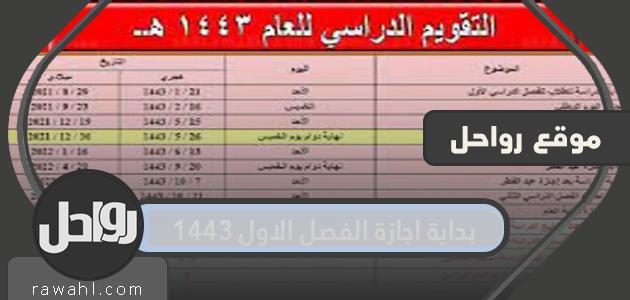بداية إجازة الفصل الدراسي الأول 1443 للمدارس والجامعات السعودية بالتفصيل