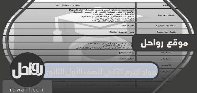 مواد الترم الثاني للصف الأول الثانوي 1443 في السعودية