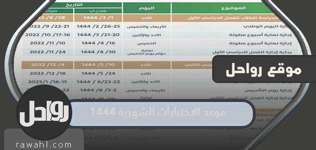 موعد الامتحانات الشهرية 1444-2023 الفرعين الثاني والثالث