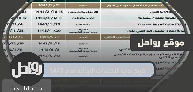 تاريخ بداية الاختبارات النهائية لعام 1443